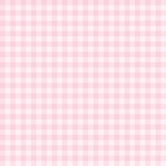 Gingham seamless pattern in pastel pink and white colours for design decoration. Vector checkered background.	
