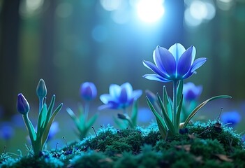 Sprightly Flower garden with moss during afternoon light