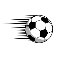 Fototapeta premium Ball in motion: A dynamic image captures the essence of sport featuring a football, speeding across the scene, symbolizing speed and intense competition.