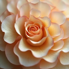 Delicate Peach Rose Blooming in Soft Natural Light with Petals