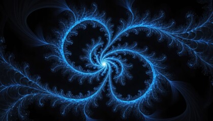 Ethereal Blue Light Fractal: A Mesmerizing Dance of Light and Darkness
