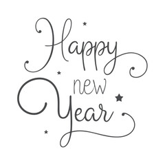 Creative Happy New Year Text with Decorative Ornaments