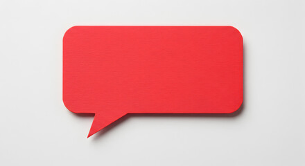 Close Up of a Vibrant Red Speech Bubble on a Clean White Background Communication Tool