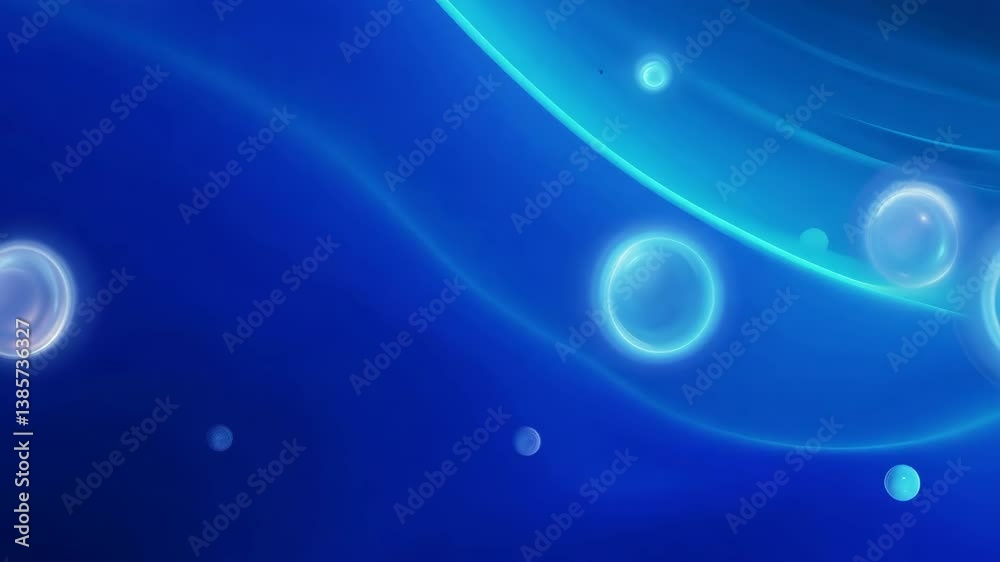 Wall mural abstract bubbles in flowing blue: this image features a serene, ethereal composition of translucent 