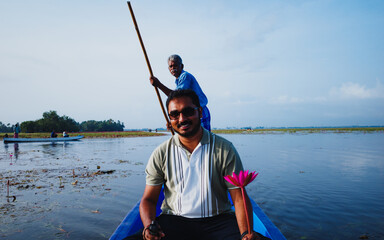 Water lily pond in Malarikkal, Kottayam, Kerala.