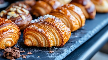 Freshly baked croissants, dusted with sugar