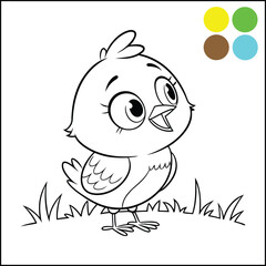 Cute chick coloring page for kids.