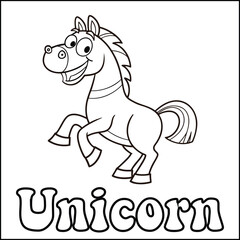 Printable Black and White Unicorn Coloring Page