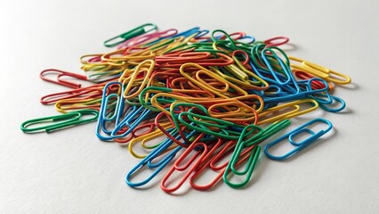 a colorful pile of assorted paper clips