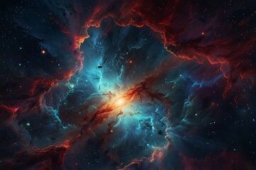 Mystical Cosmic Energy Waves Radiating in a Vibrant Nebula V8