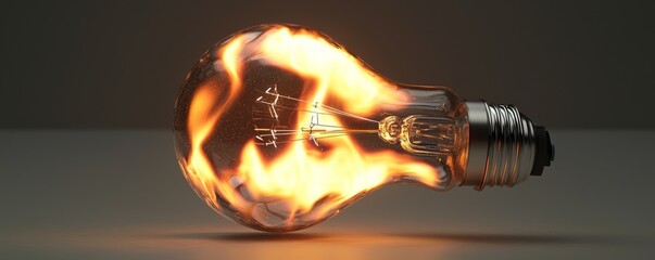 A burning light bulb symbolizes innovation and creativity.