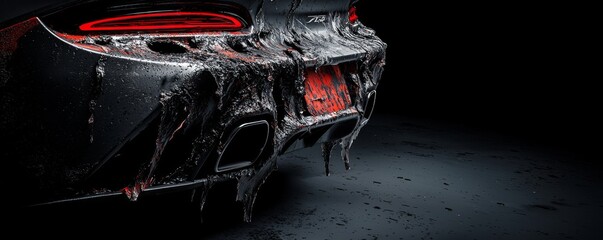 A close view of an elegant sport car rear with unique detailing.