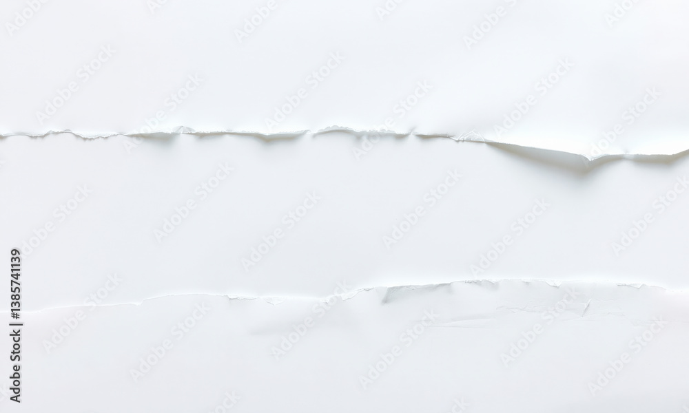 Poster close up view of white paper background featuring torn edges, creating textured and layered appearan