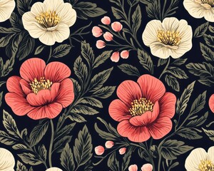 Elegant serif typography,  Love in Bloom  on a floralinspired Valentine s gift wrap, adorned with intricate botanical illustrations