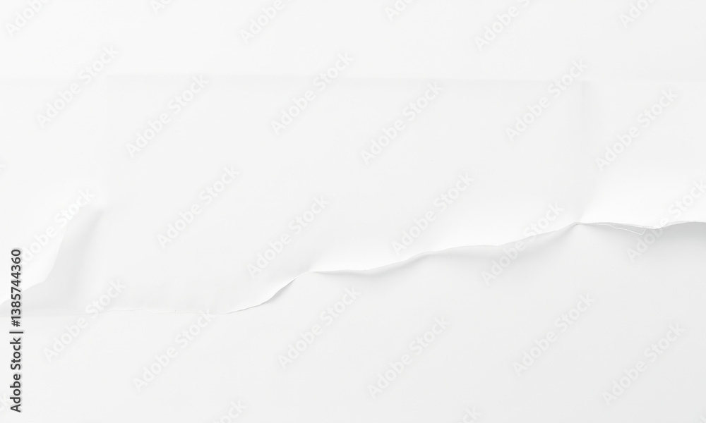 Poster torn white paper background creates clean and minimalistic aesthetic, perfect for various design pro