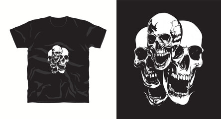 Fototapeta premium Vintage skull head t-shirt design print