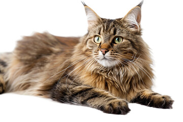 Stunning Norwegian Forest Cat in Its Natural Habitat Isolated on Transparent Background