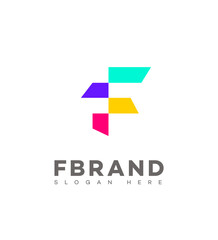 Colorful Abstract F Letter Logo Brand Identity Design