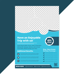 Modern simple travel flyer template layout design for print