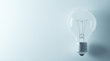 Illuminated Lightbulb on Light Background
