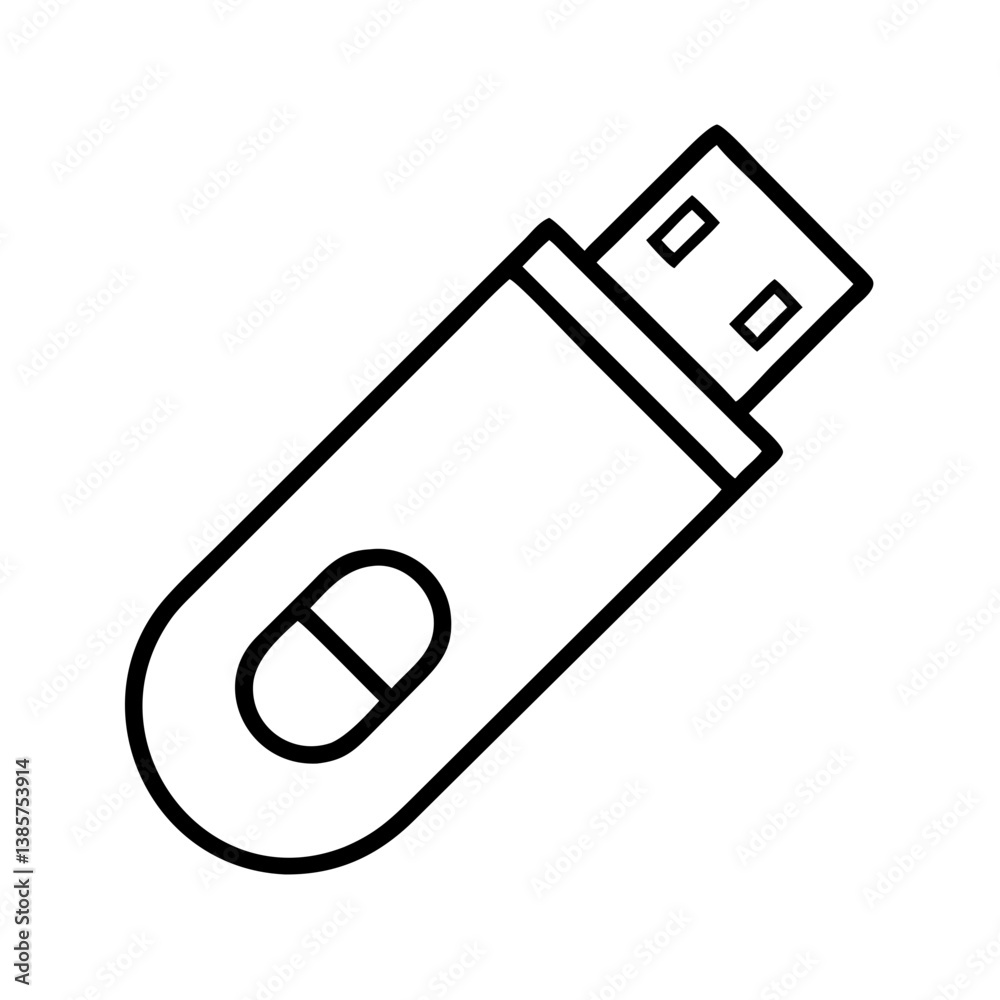 Poster outline usb flash drive vector icon for data storage and portability in minimalist design style artw