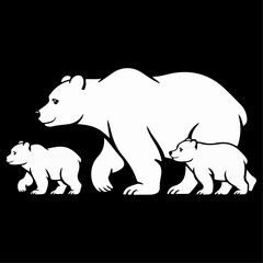 silhouette of a polar bear family vector