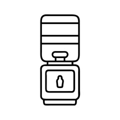 Outline water cooler dispenser for office and home use with bottle icon simple vector illustration