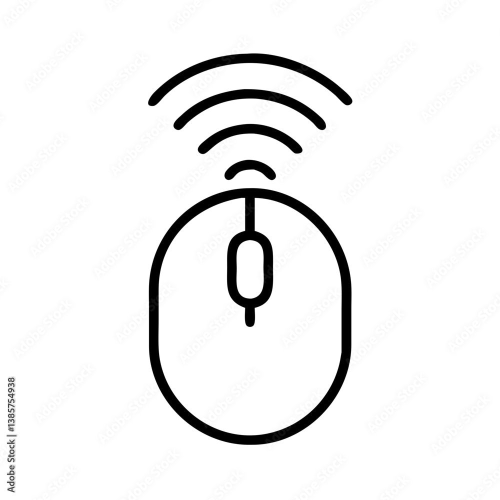 Poster Wireless mouse vector icon for computer peripherals and pc input devices with connection symbol for design 