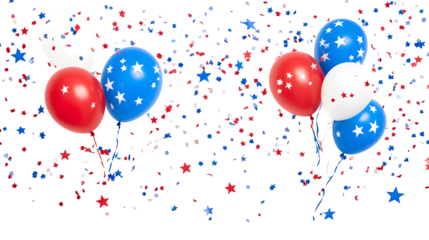 4th of July banner, festive red, white, and blue design,