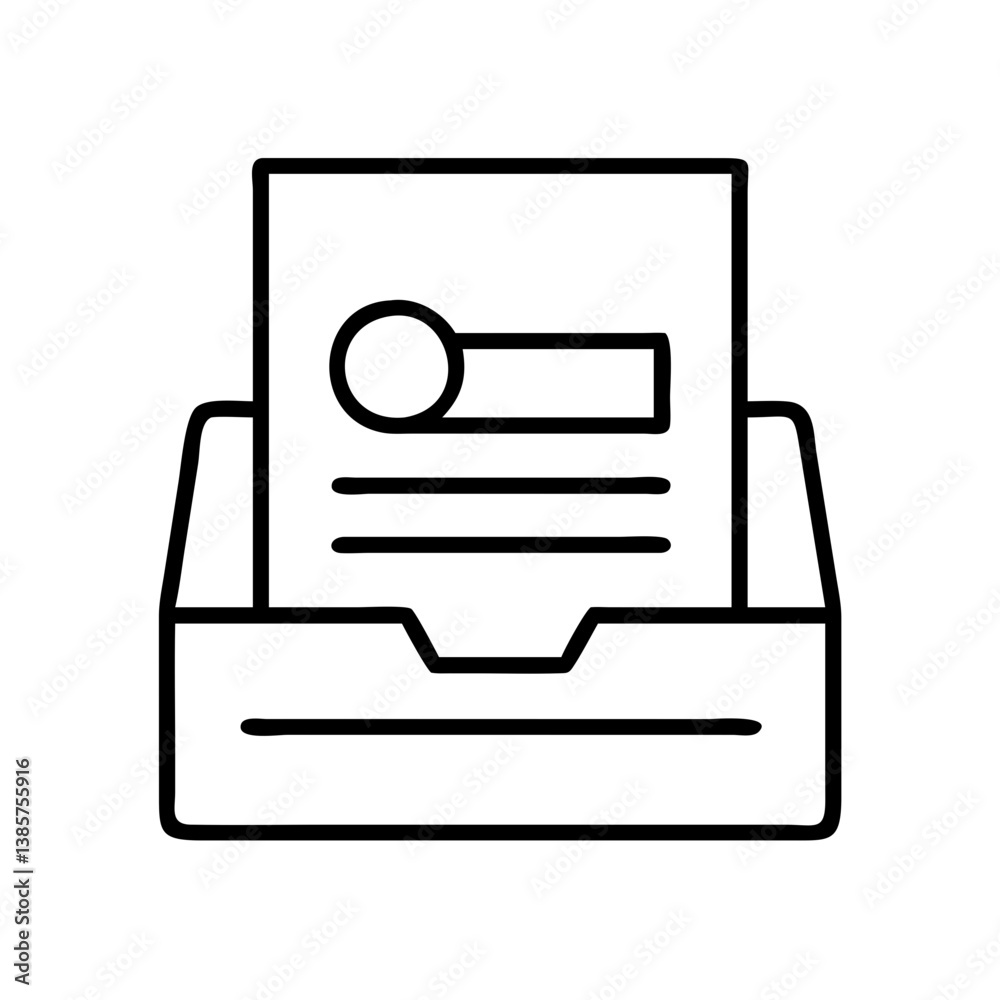 Poster document inbox file folder icon vector illustration for office management and organization design