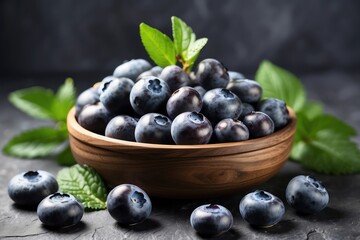 A high-quality mockup featuring fresh blueberries arranged on a rustic wooden table
