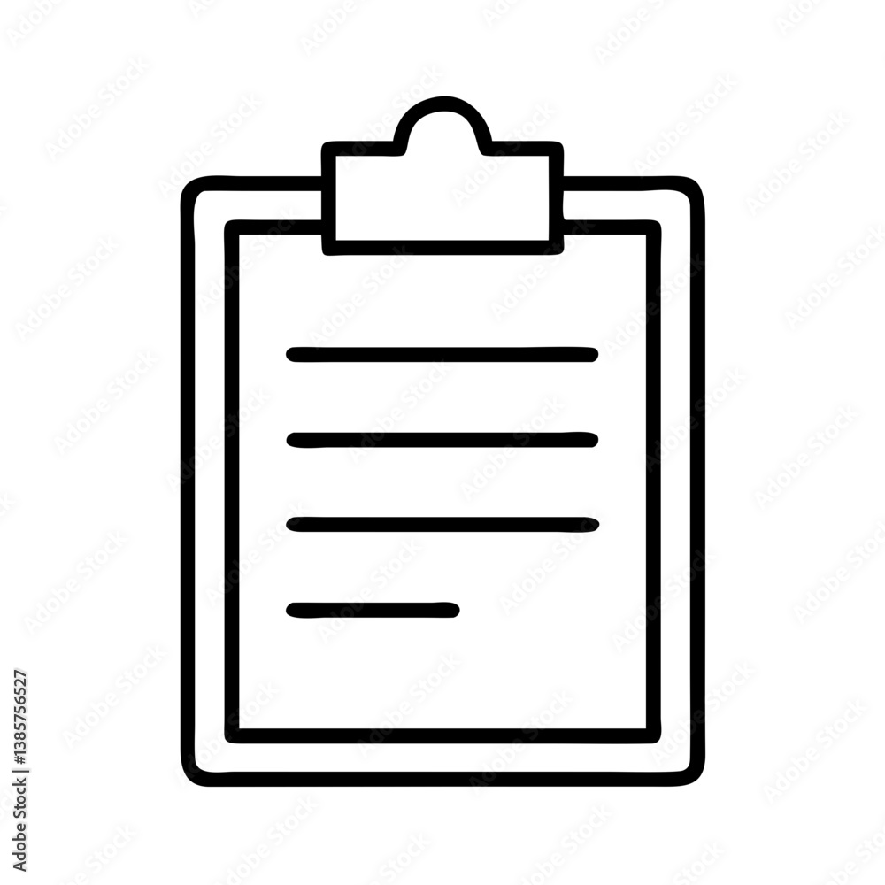 Poster clipboard with paper document vector icon illustration for notes checklist and task management tool 