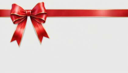 Elegant red ribbon bow decoration with gold trim for festive occasions