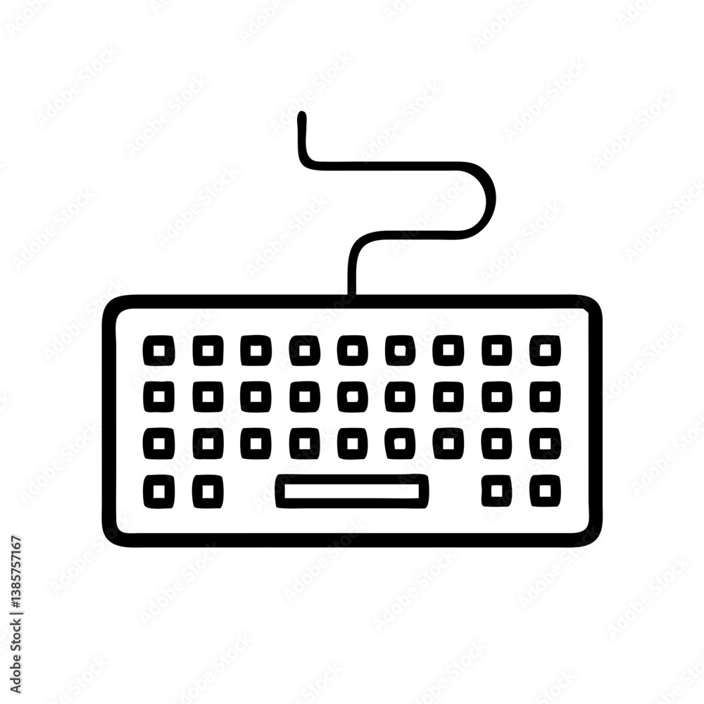 Poster outline keyboard vector illustration for computer input device and typing interface design concept i