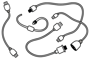 Obraz premium Extension Cord Line Art Detailed Sketch for Graphic Design Project 