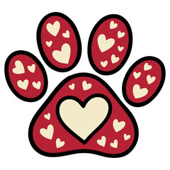 vector illustration of a heart shaped dog and cat paw