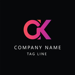 Gradient ck or kc logo template design 
