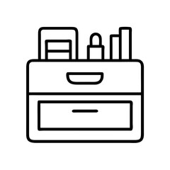Office desk drawer organizer storage cabinet container outline icon vector illustration design element