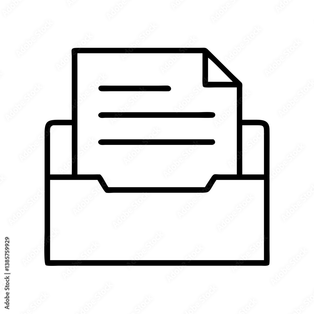 Poster document file in tray icon vector illustration for file management and storage solution concept desi