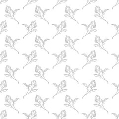 Fototapeta premium tea leaves pattern background. green leaves vector pattern background. Green tea leaf seamless pattern. seamless patterns with green leaves of tea.