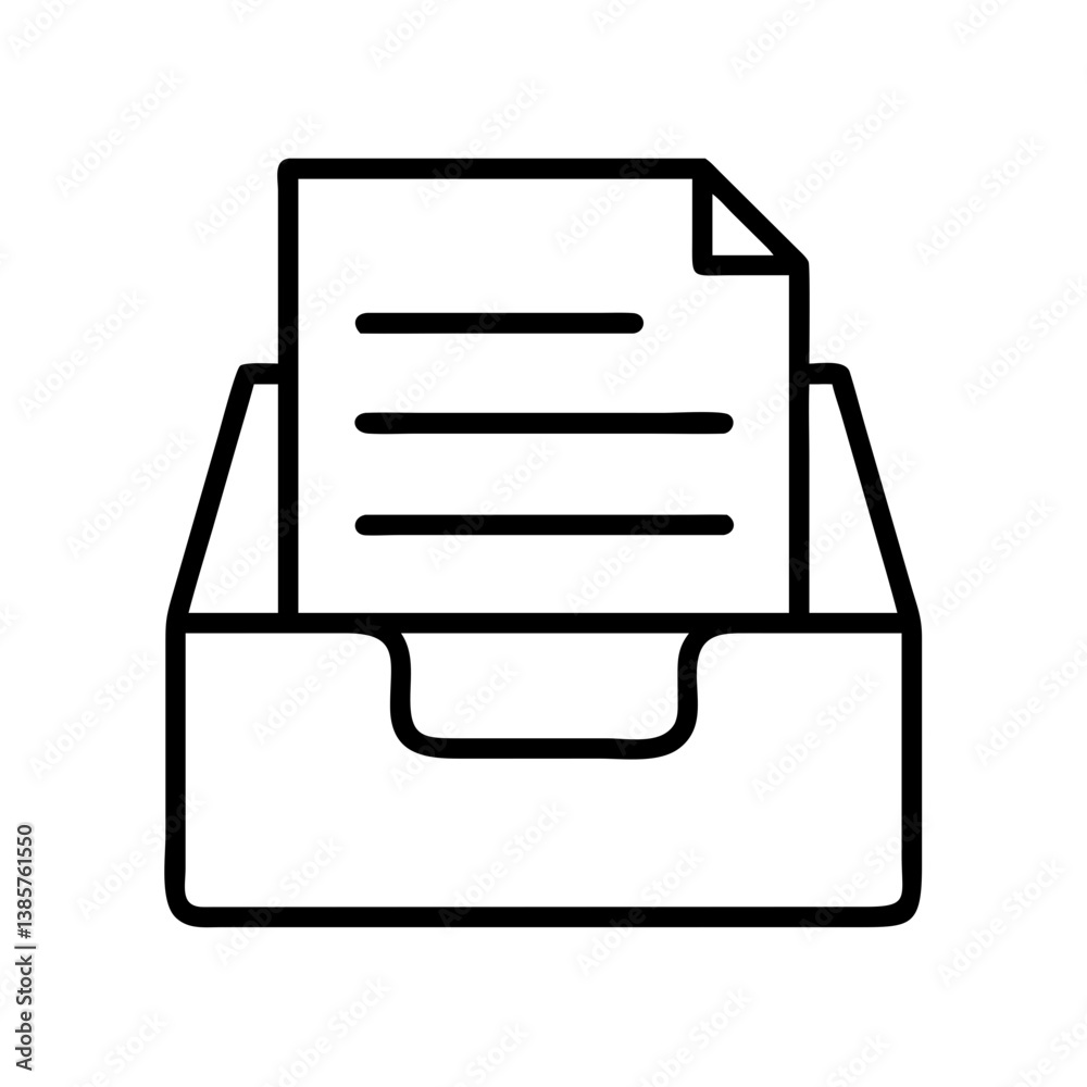 Poster document inbox icon vector illustration for file management and organization in a simple outline sty