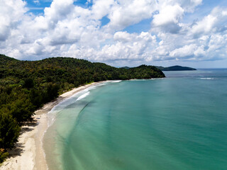 Drone point of view Kelambu Beach in Kudat Sabah Borneo Malaysia