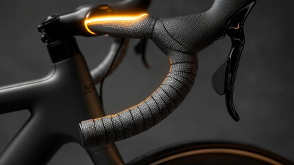 Close-up of a modern bicycle handlebar with illuminated features.