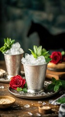 Two Mint Juleps in Silver Cups