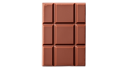 Close up view of a milk chocolate bar with a grid pattern on a black background space