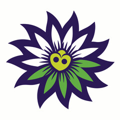 Fototapeta premium A passion flower icon with intricate layered filigree.
