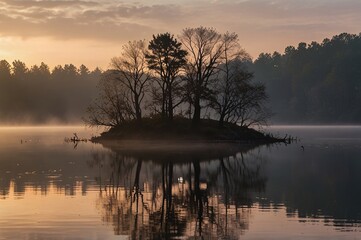 Timeless Dawn A Serene Lake Reflecting a Sacred Stillness V4