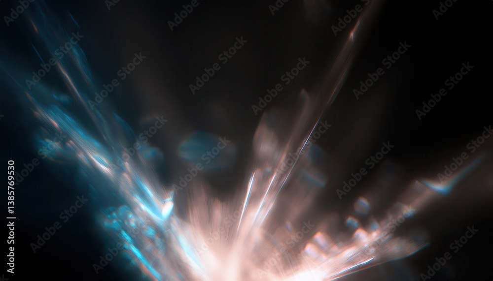 Poster ethereal light dispersion through glass prism in deep space ambiance for abstract background and sci