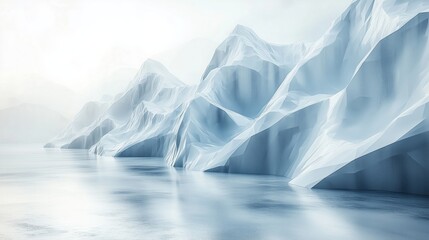 Minimal glacier landscape with polygon shapes and icy reflections, perfect for winter, nature, or abstract themes.

