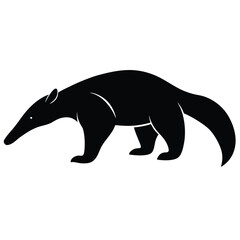 anteater line art silhouette vector illustration, Anteater cartoon vector silhouette, A anteater silhouette illustration on white background, vector illustration of a bear., anteater silhouette art.